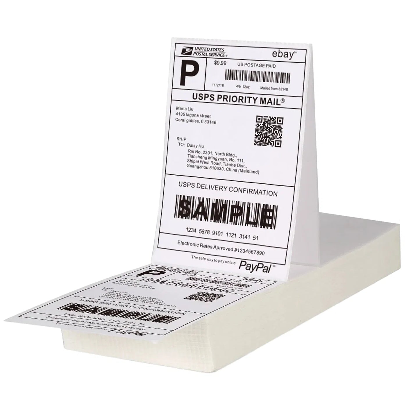 4x6 Fanfold Direct Thermal Shipping Labels - 6,000 Sheets/Case