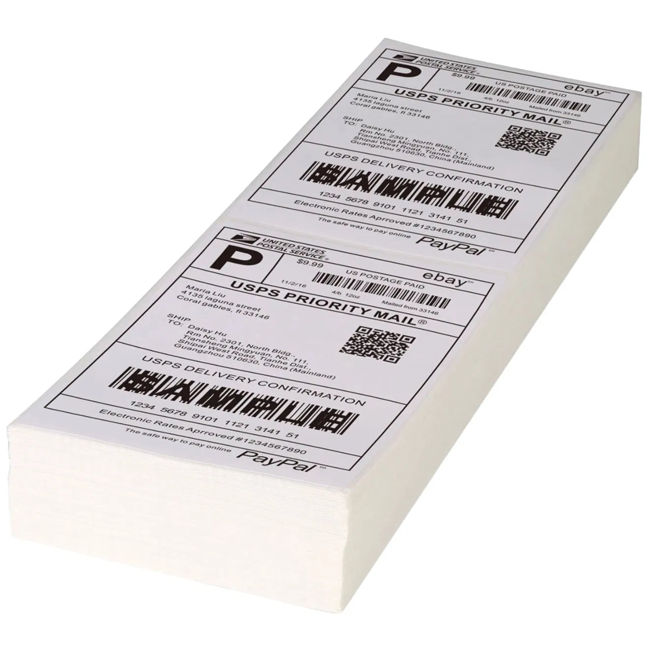4x6 Fanfold Direct Thermal Shipping Labels - 6,000 Sheets/Case